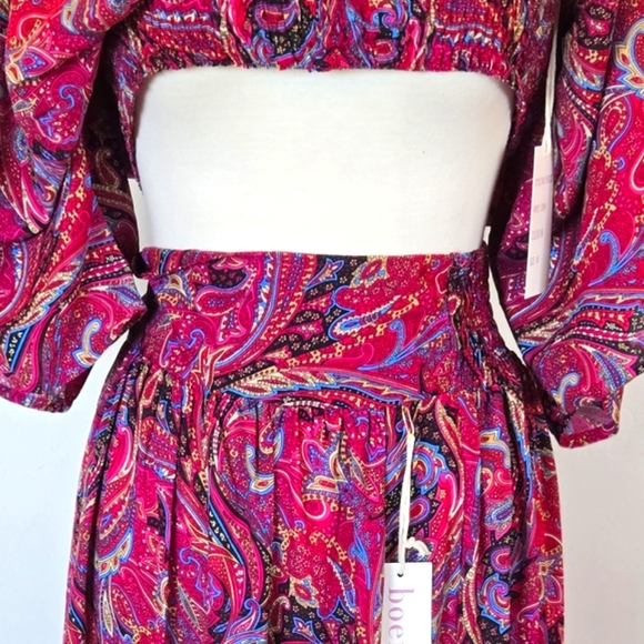 🏷️Anthropologie BOEMO Paisley MEDIUM 2 PC SKIRT TOP SET - Picture 6 of 12